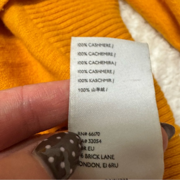 maeve by anthropologie distressed 100% cashmere mustard yellow sweater - Picture 3 of 4